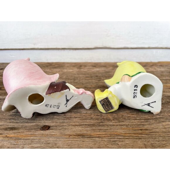 Vintage 1970s Pair Homco Bisque Porcelain Pixie fairy girls - Picture 5 of 14